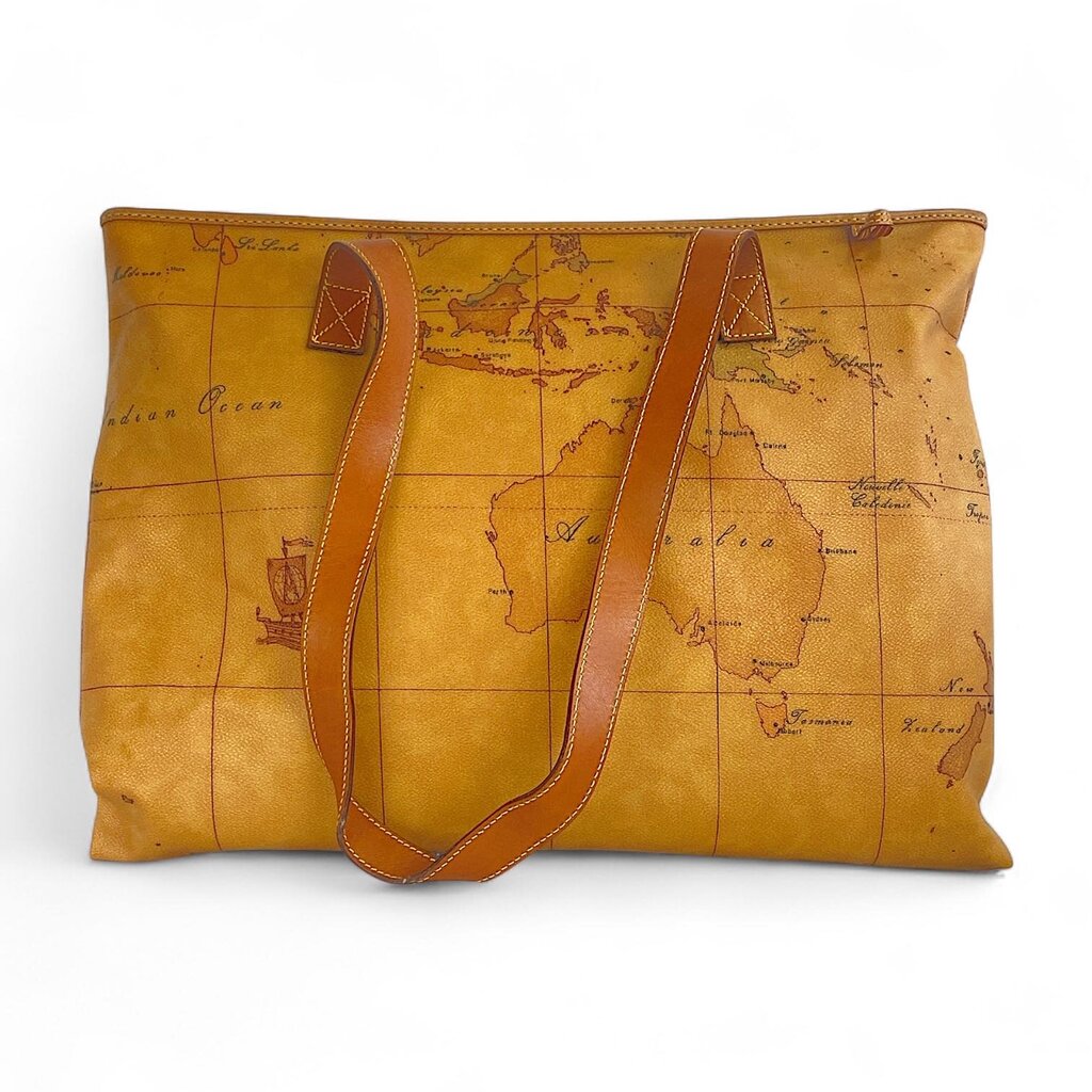1A Classe Geo Map Leather Shoulder Handbag