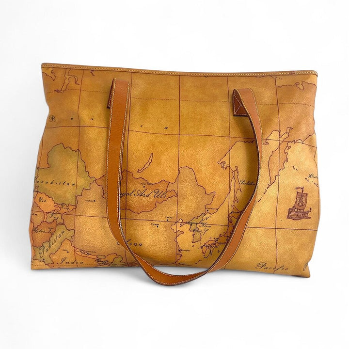 1A Classe Geo Map Leather Shoulder Handbag