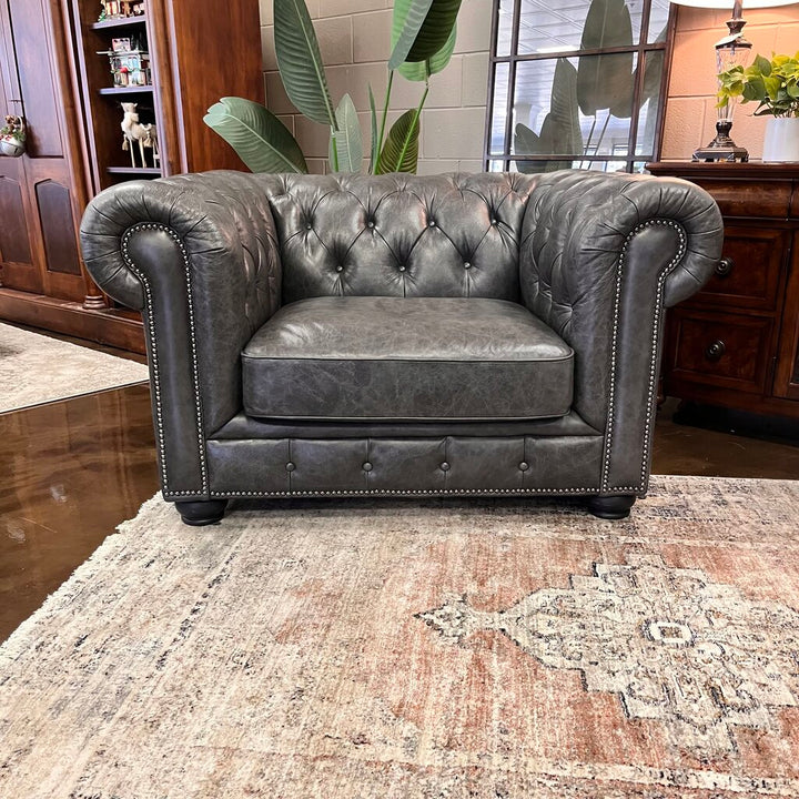 Leather Chesterfield Tufted Chair - Orig Price $4000