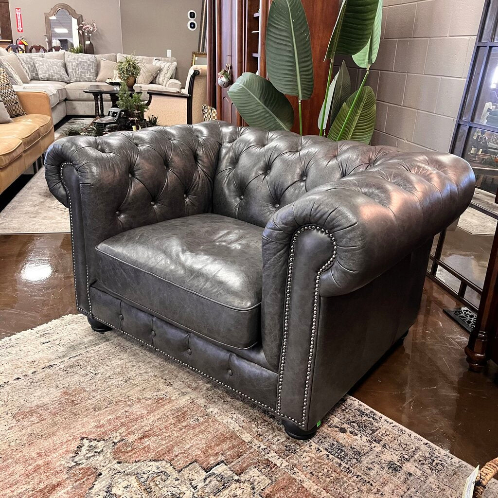 Leather Chesterfield Tufted Chair - Orig Price $4000