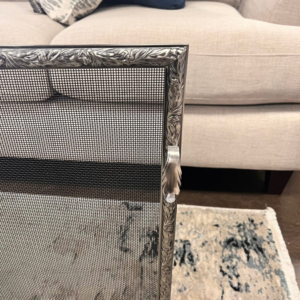 Orig Price $2000 - Custom Fireplace Screen w/ Andirons