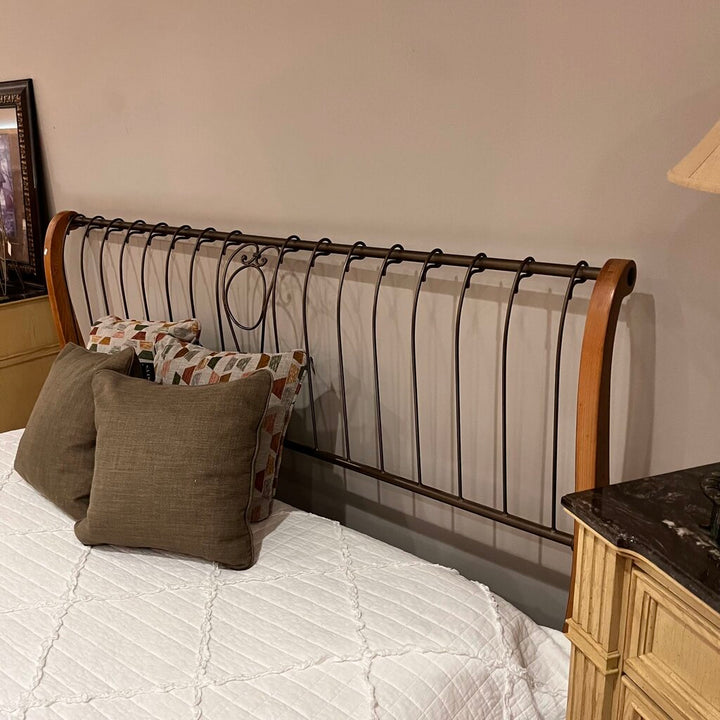 Iron and Wood King Sleigh Bed