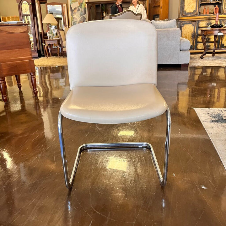 MCM Glass & Chrome Dining Table w/ 4 Chairs