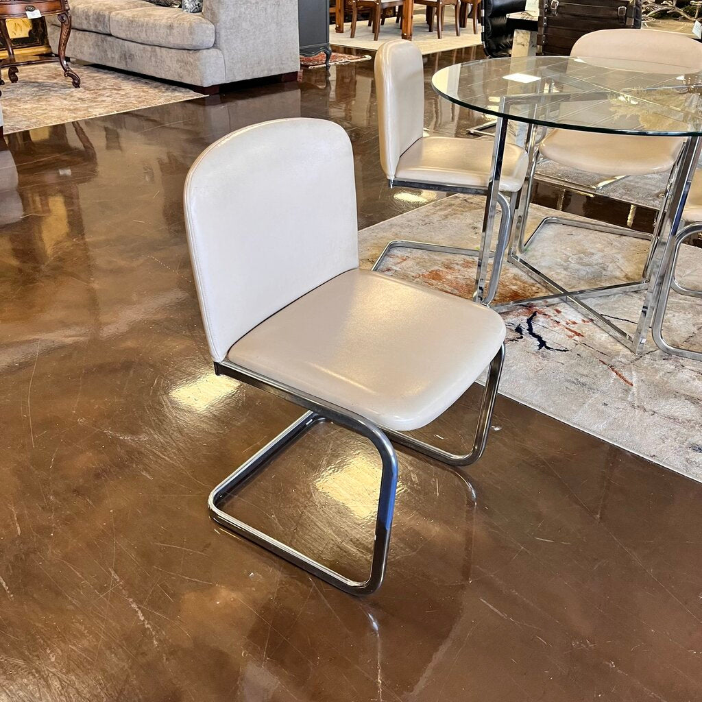 MCM Glass & Chrome Dining Table w/ 4 Chairs