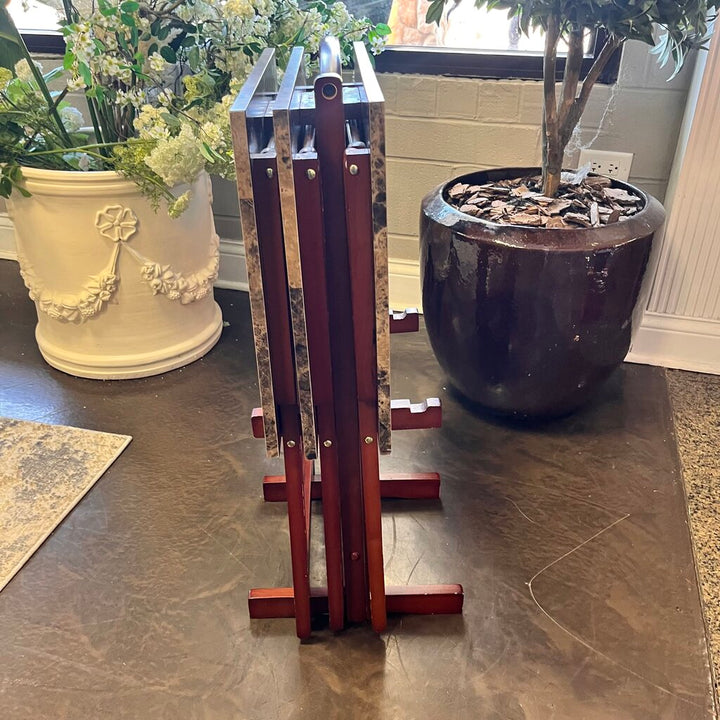 Faux Marble Tray Table Set