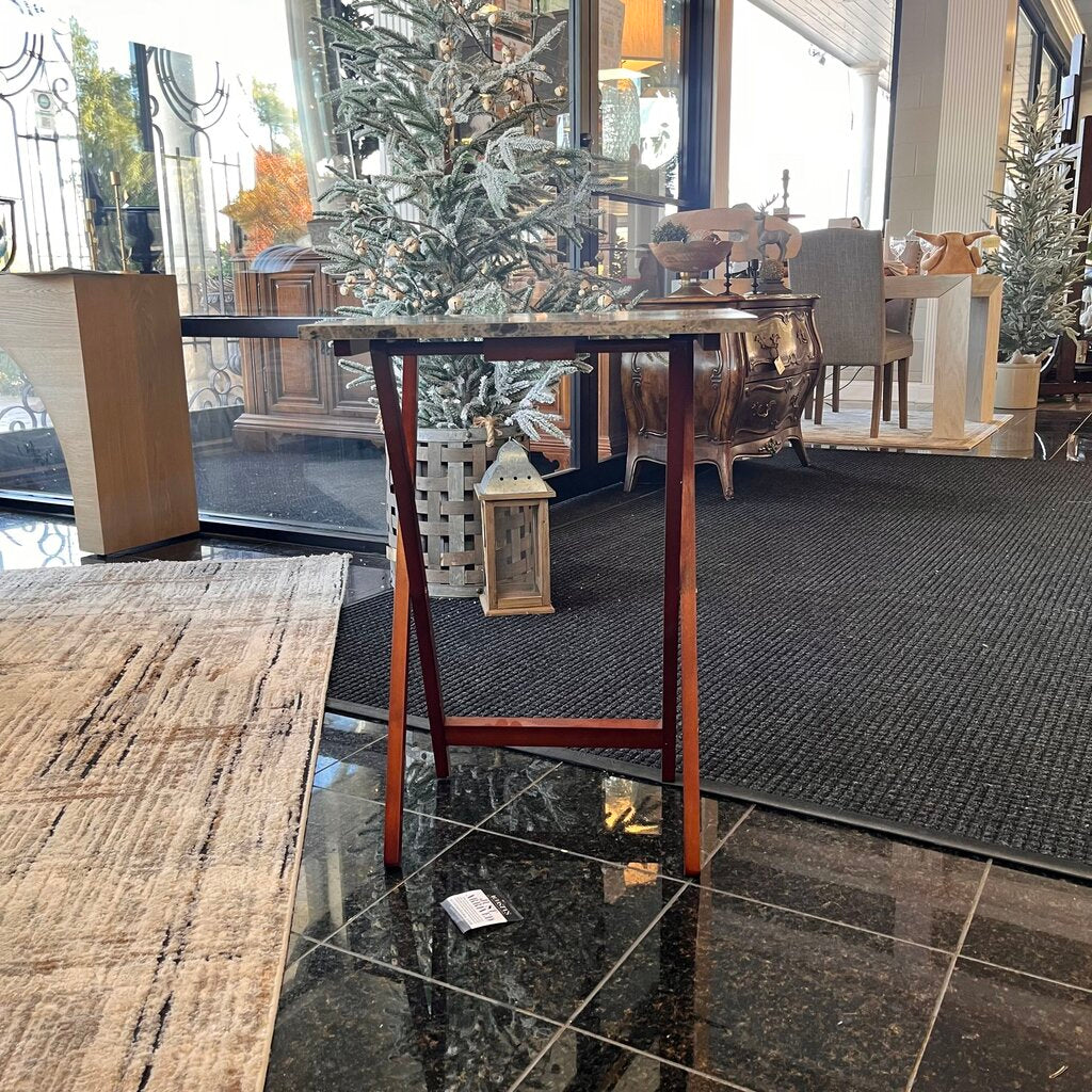 Faux Marble Tray Table Set
