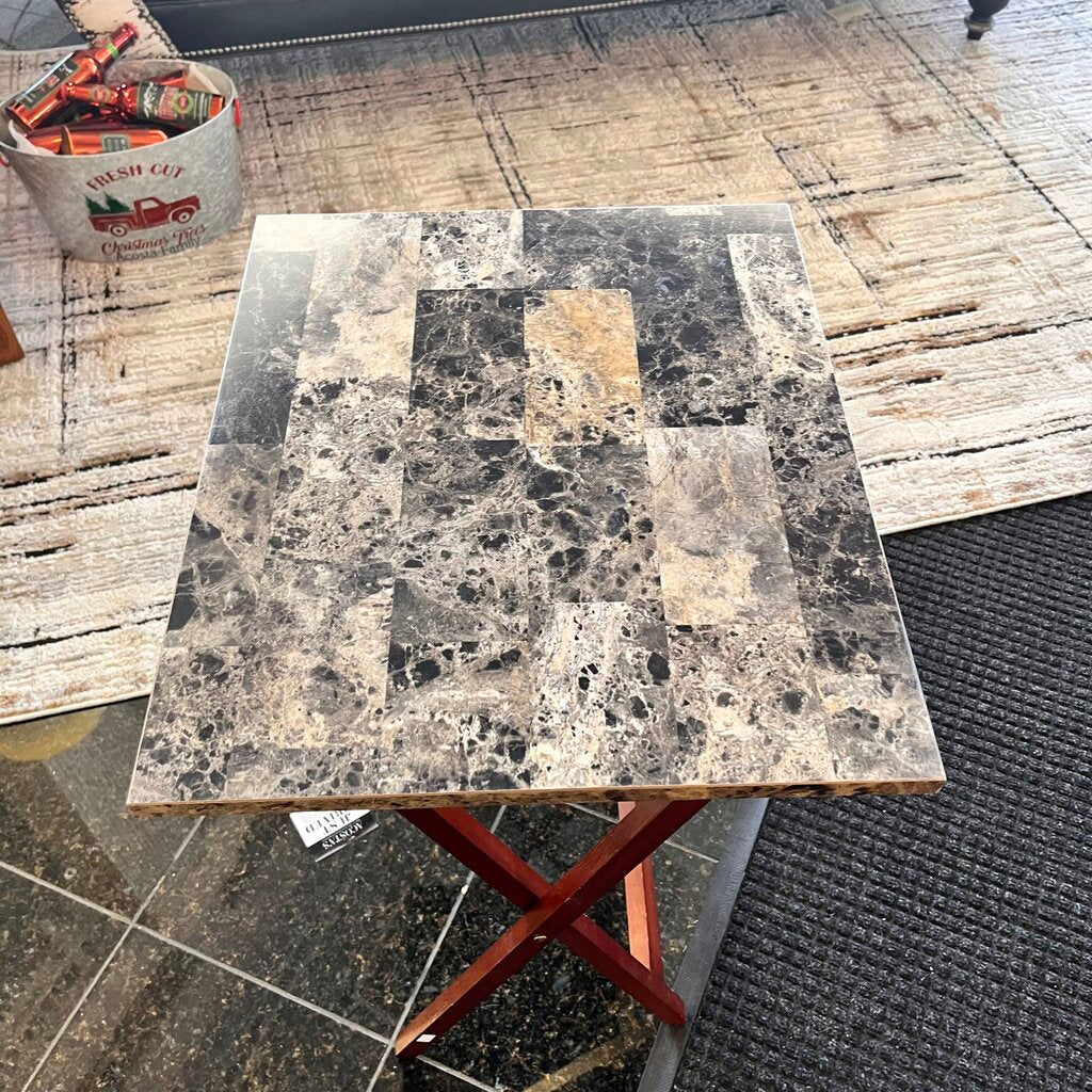 Faux Marble Tray Table Set