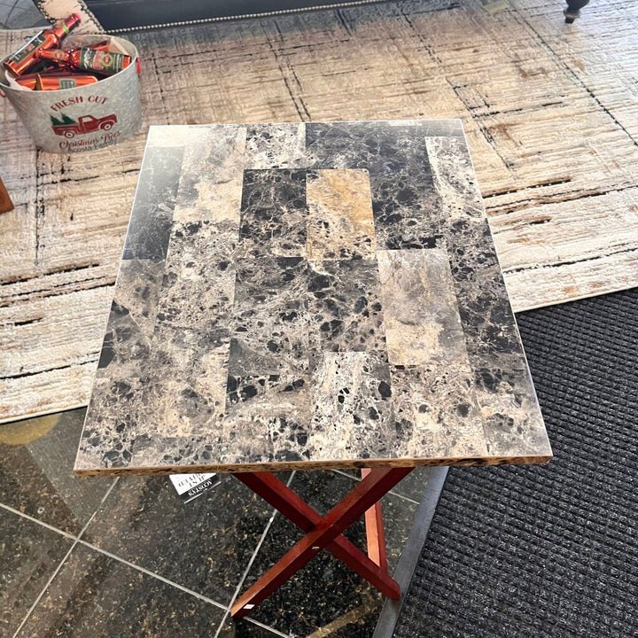 Faux Marble Tray Table Set