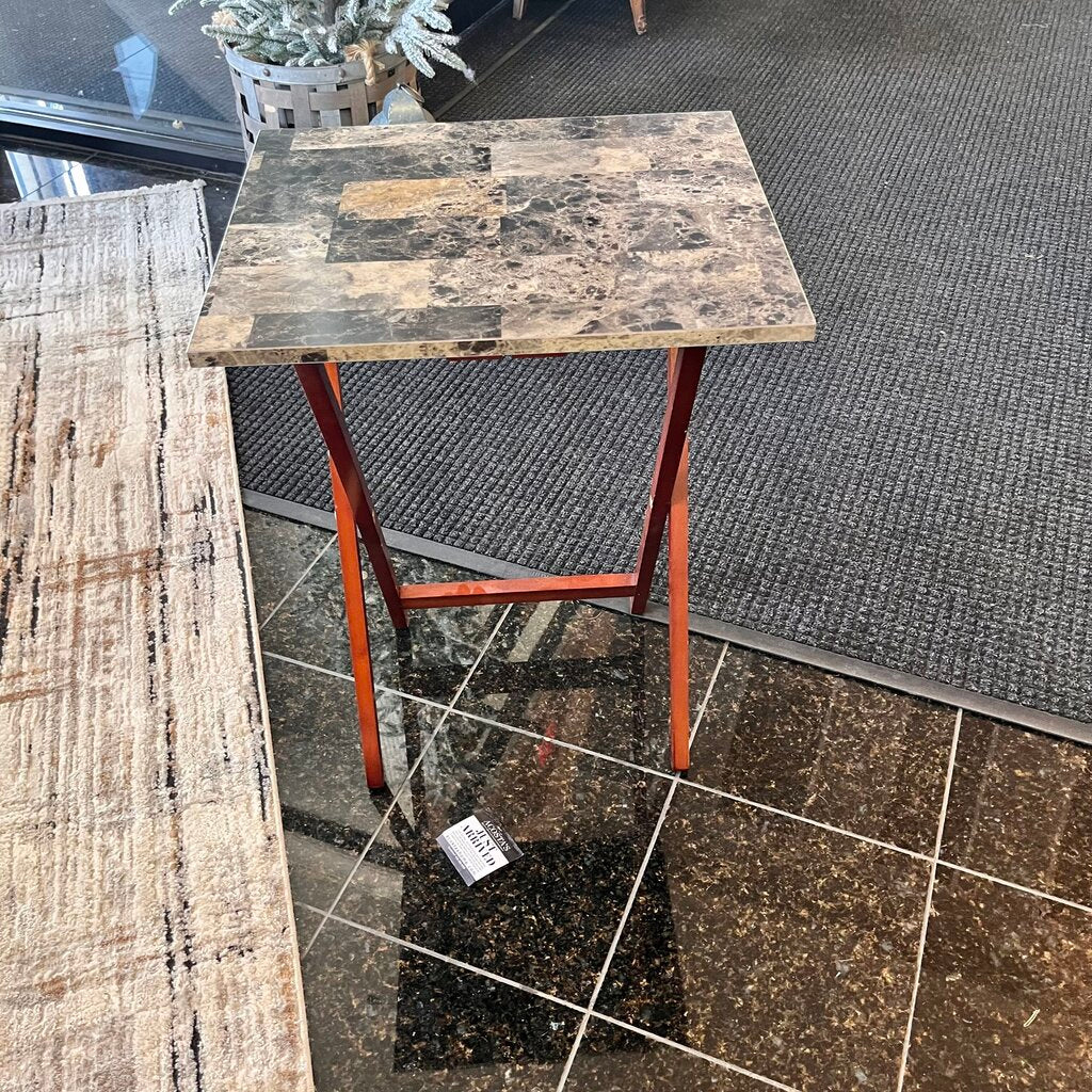 Faux Marble Tray Table Set