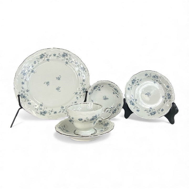 Service for 10 Blue Garland Pattern China with Extras