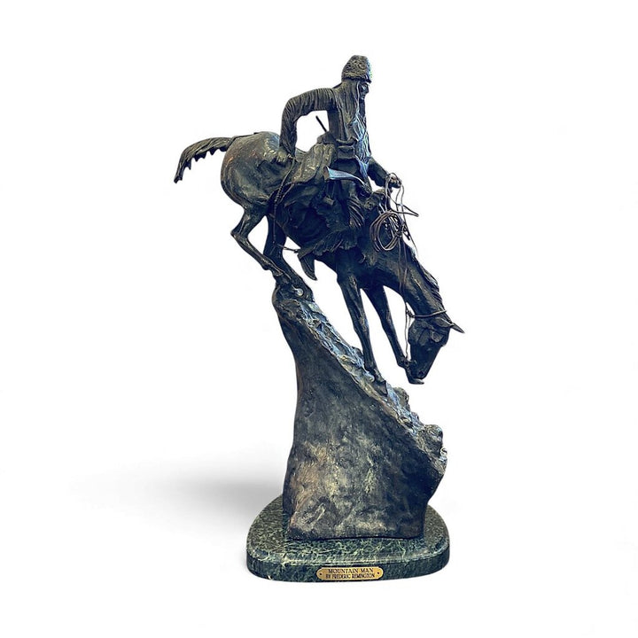"Mountain Man" Signed Bronze Statue on Marble Base