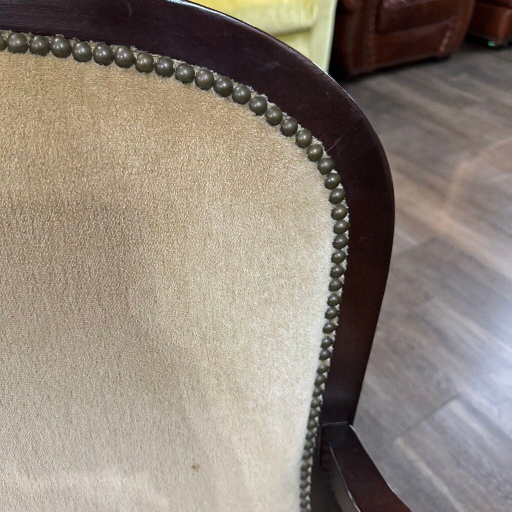 Antique Queen Anne Mohair Arm Chair