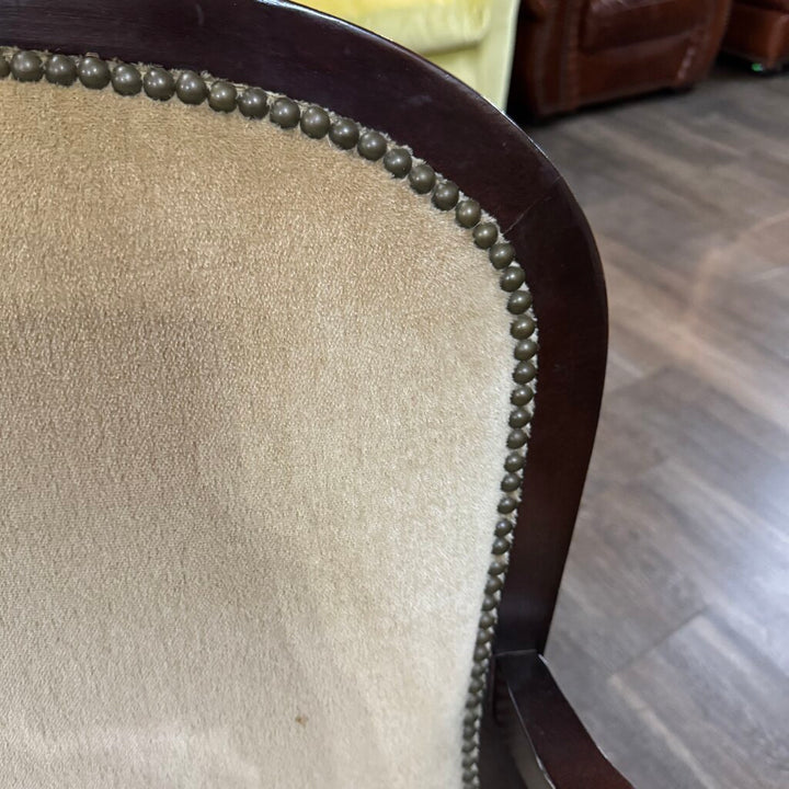 Antique Queen Anne Mohair Arm Chair