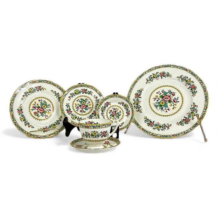 Ming Rose Pattern Bone China Set for 12 w/ Extras