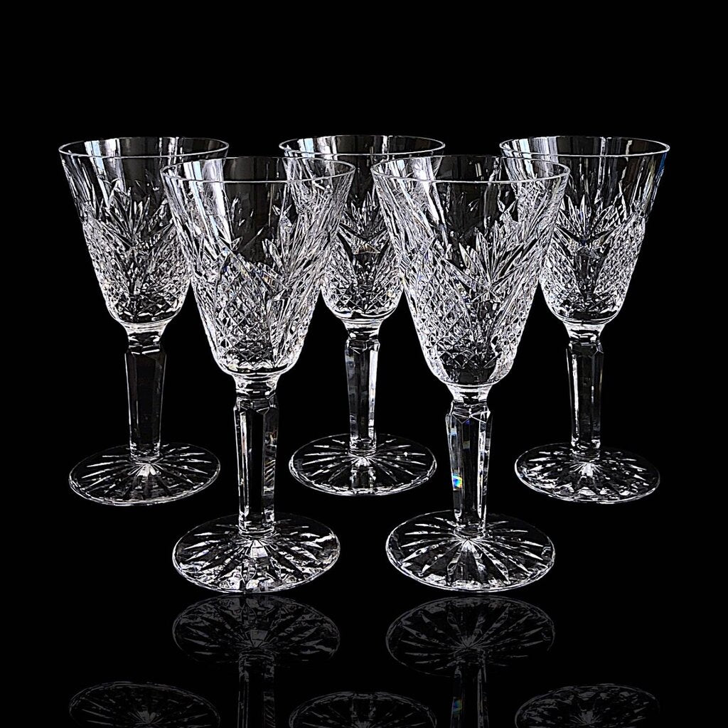 Set of 5 Crystal Wine Glasses - Mooncoin