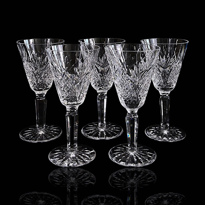 Set of 5 Crystal Wine Glasses - Mooncoin