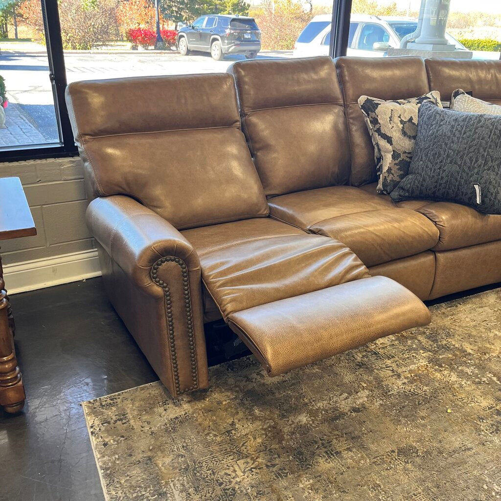 Orig Price $10400 - Leather sectional w/ Power Reclining Ends