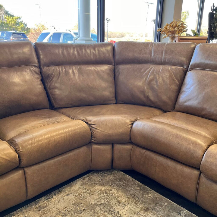 Orig Price $10400 - Leather sectional w/ Power Reclining Ends