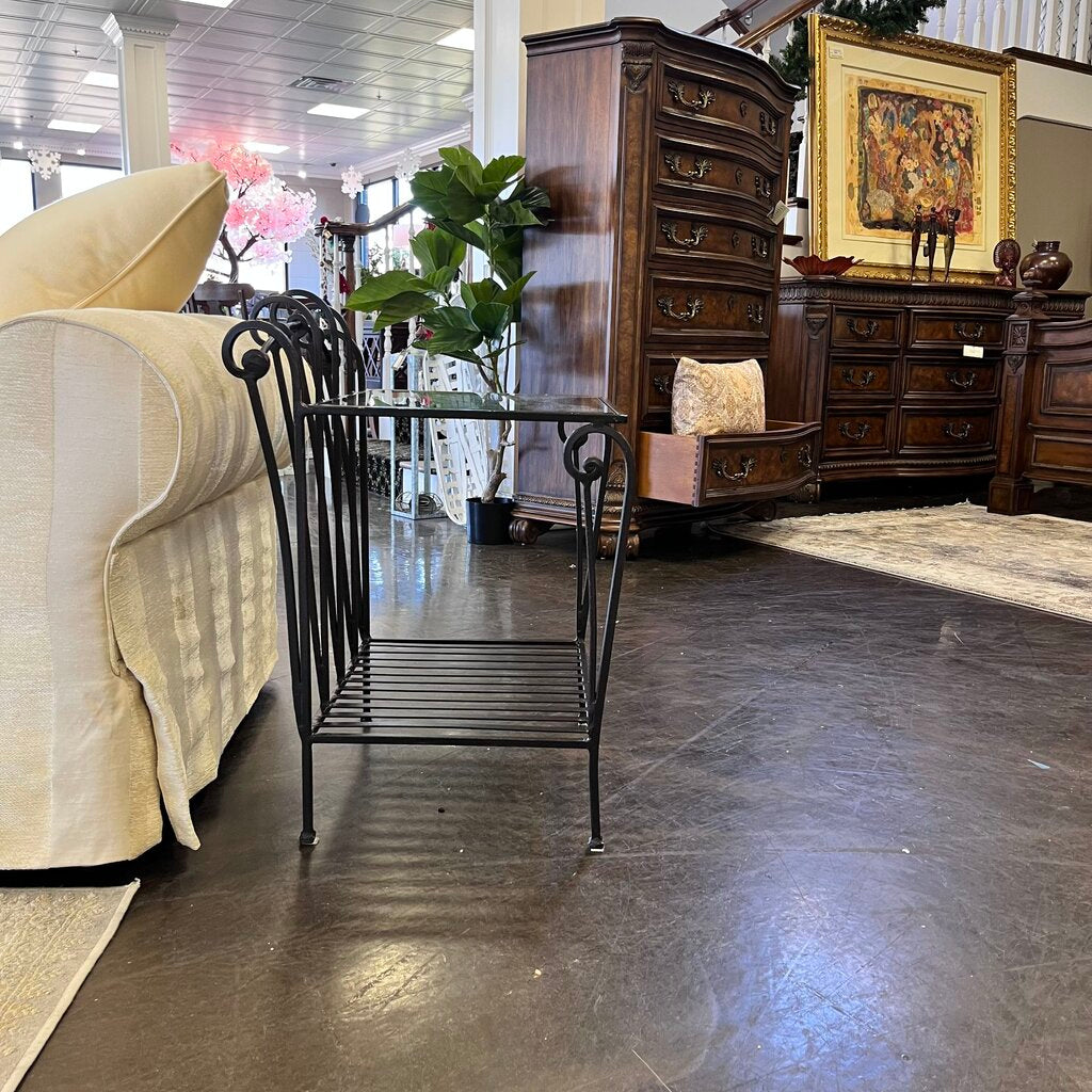 Metal & Glass End Table