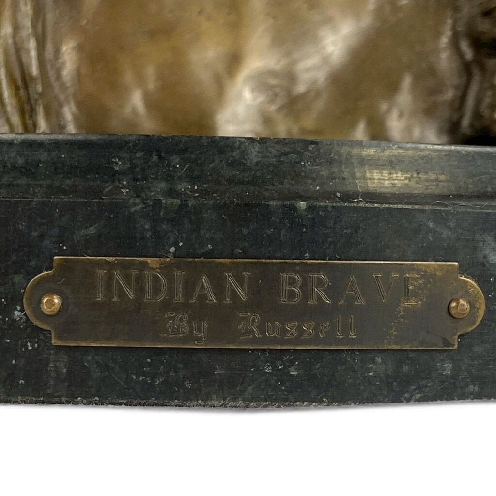 Bronze Native American War Chief Bust on Marble Stand