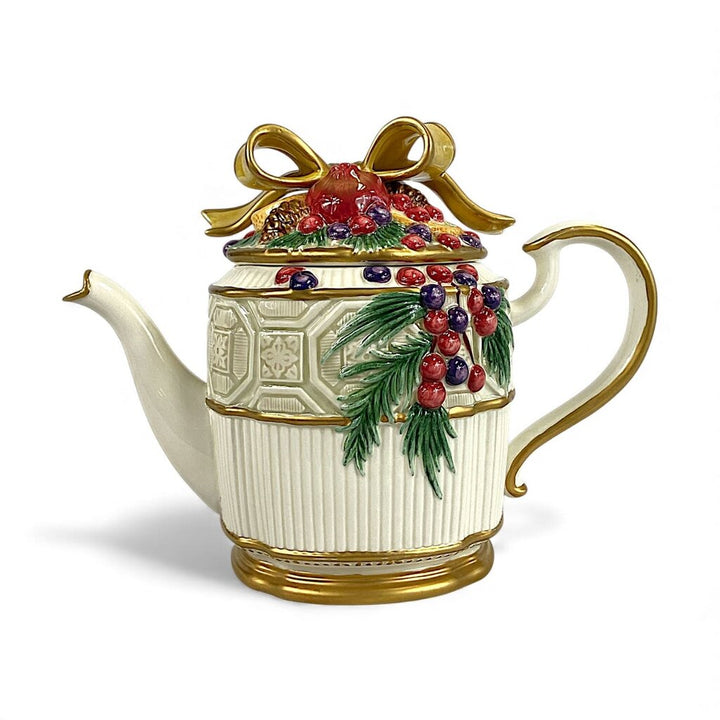 Porcelain Lidded Teapot - Snowy Woods