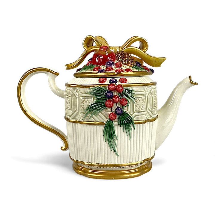 Porcelain Lidded Teapot - Snowy Woods
