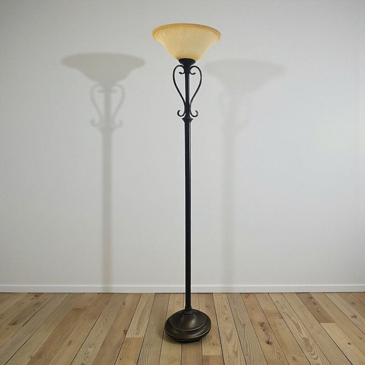 Torchiere Floor Lamp w/ Glass Shade