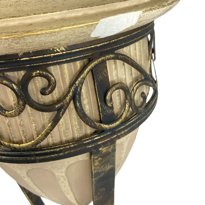 Stone Table Lamp w/ Metal Pedestal