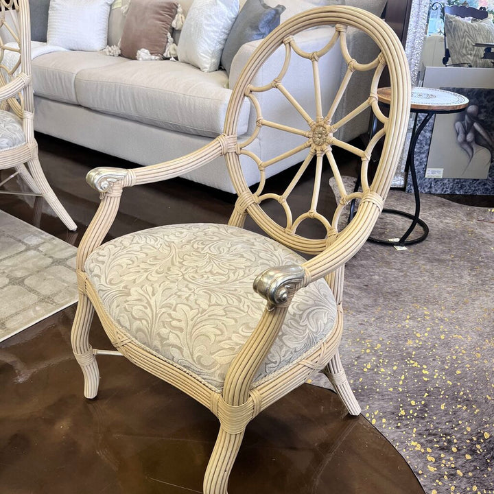 Orig Price $10500 - Round Glass Dining Table w/ 6 Chairs