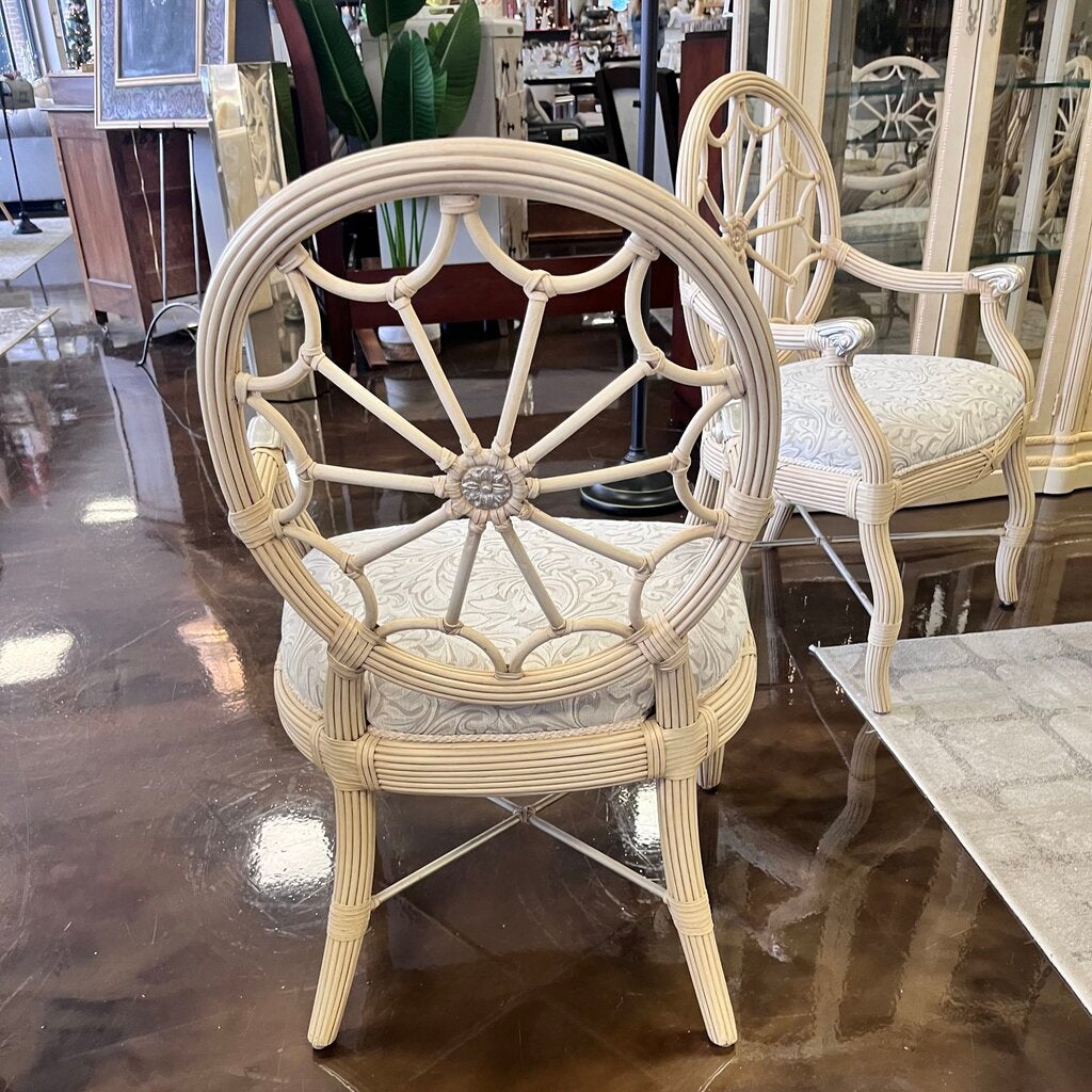 Orig Price $10500 - Round Glass Dining Table w/ 6 Chairs