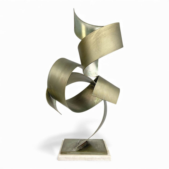 Metal Ribbon Sculpture on Marble