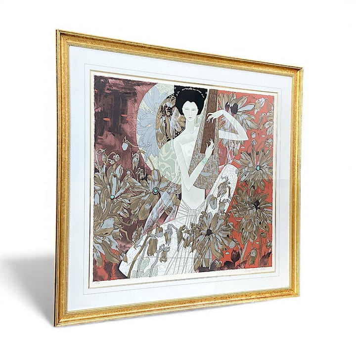 "Melody in White" Serigraph in Frame