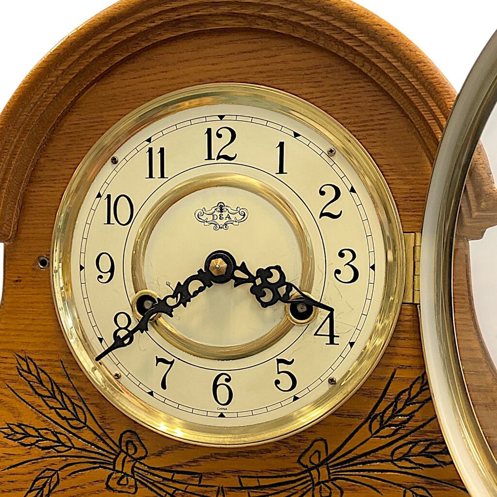 Mantle Clock w/ Carved Wood Case - Works