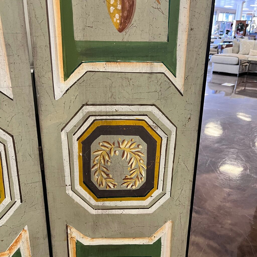 Vintage Trompe l'Oeil Four Panel Screen