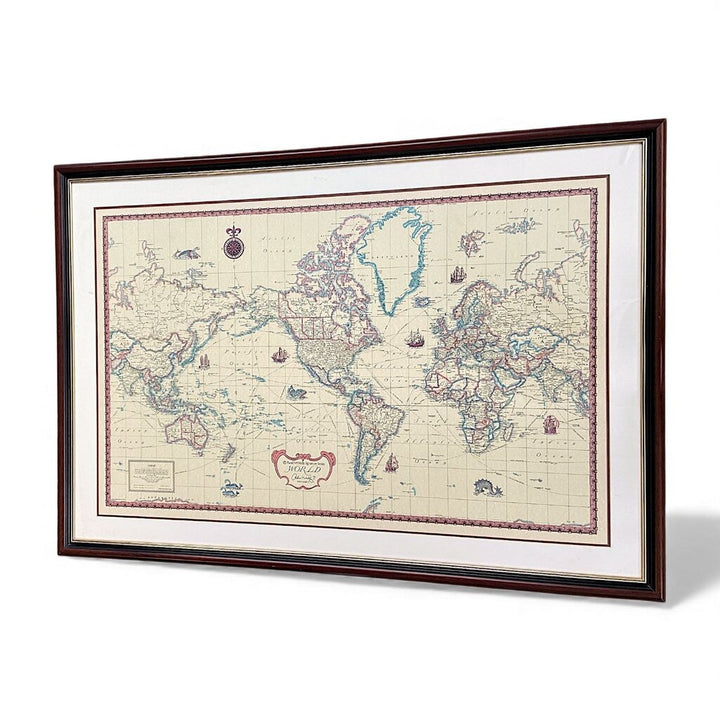 Large World Map in Frame