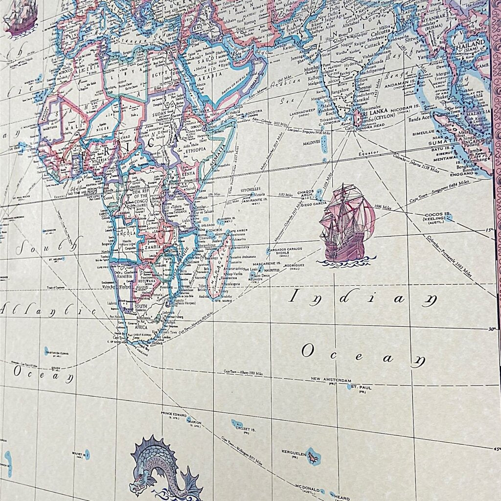 Large World Map in Frame