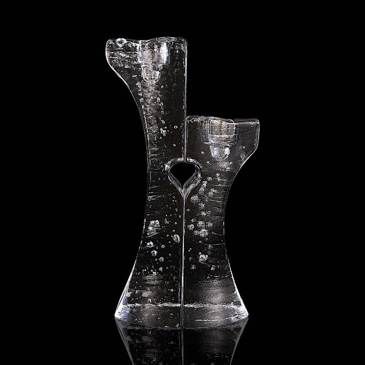 Pair of Art Glass Candlestick Holders - Connect