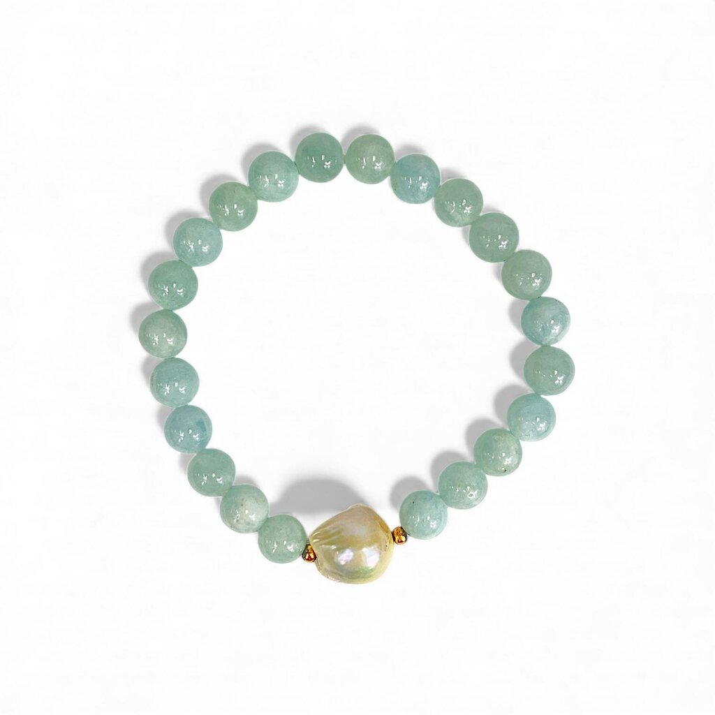 Aquatic Bead Bracelet - Aquamarine & Pearl