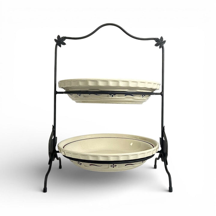 Pair of Ceramic Pie Pans w/ Stand - Woven Traditions