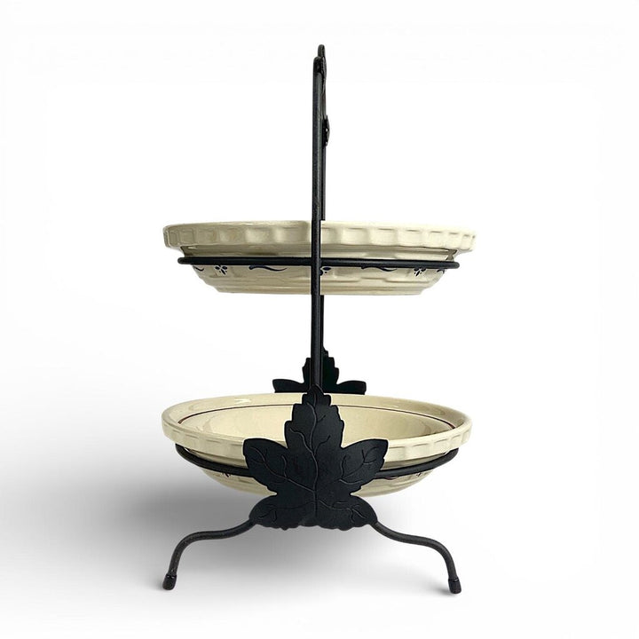Pair of Ceramic Pie Pans w/ Stand - Woven Traditions