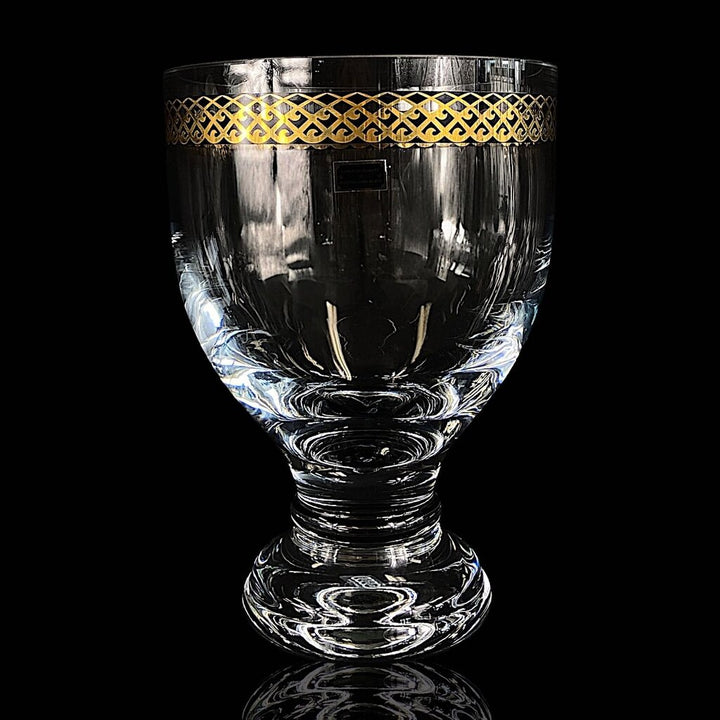 Footed Blown Glass Vase w/ Decorative Rim