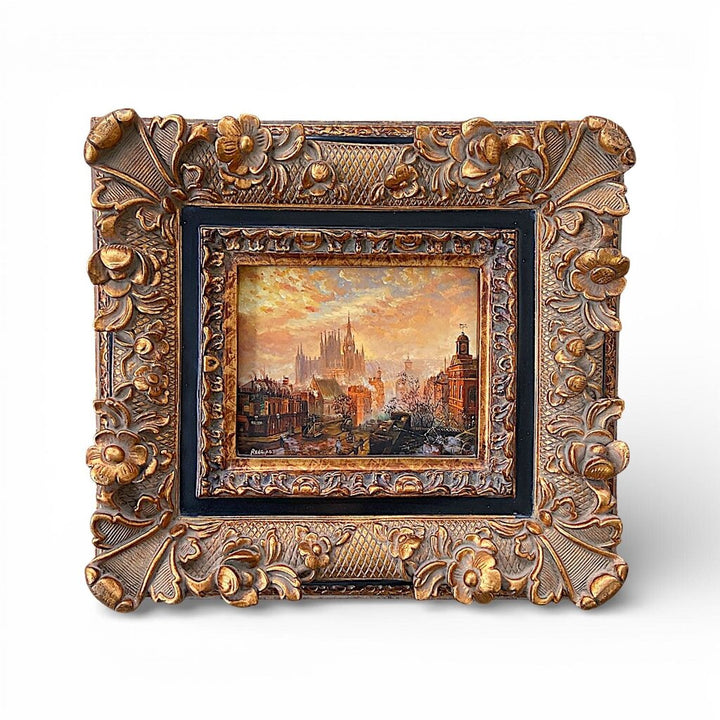 London Landscape Painting in Ornate Gilded Frame