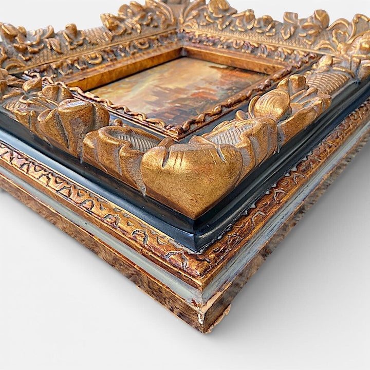 London Landscape Painting in Ornate Gilded Frame