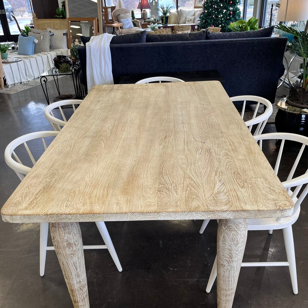 (Brand New) Washed Dining Table w/ 6 Chairs