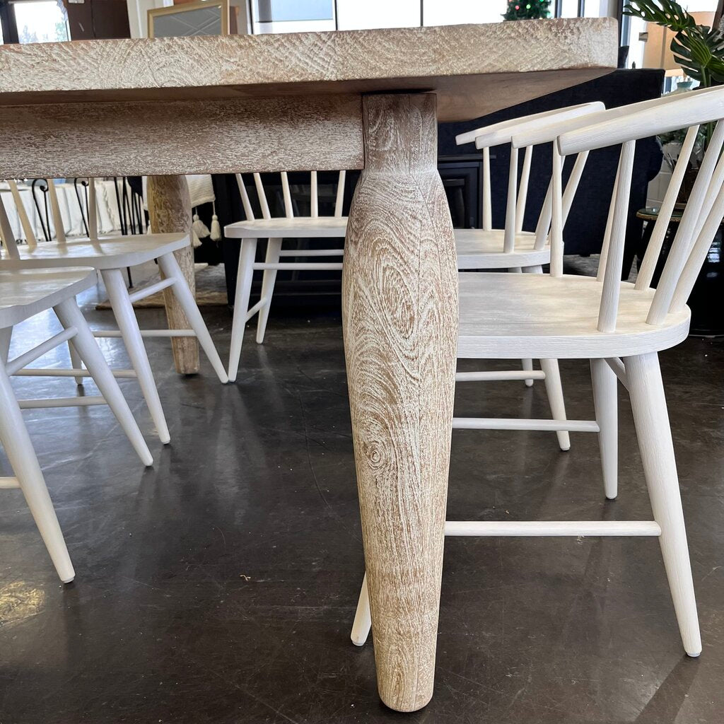 (Brand New) Washed Dining Table w/ 6 Chairs