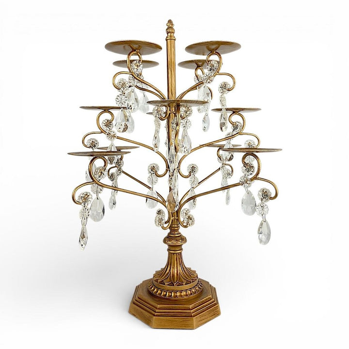 12 Candle Chandelier Stand w/ Suspended Gem Accents