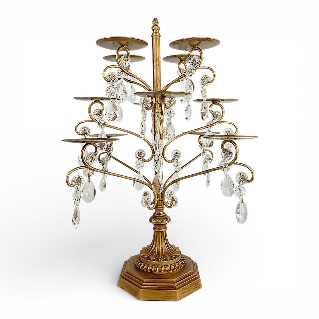 12 Candle Chandelier Stand w/ Suspended Gem Accents - Acosta's Home