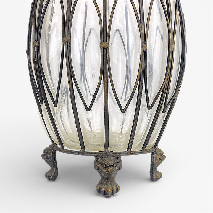 Iron Framed Glass Floor Vase