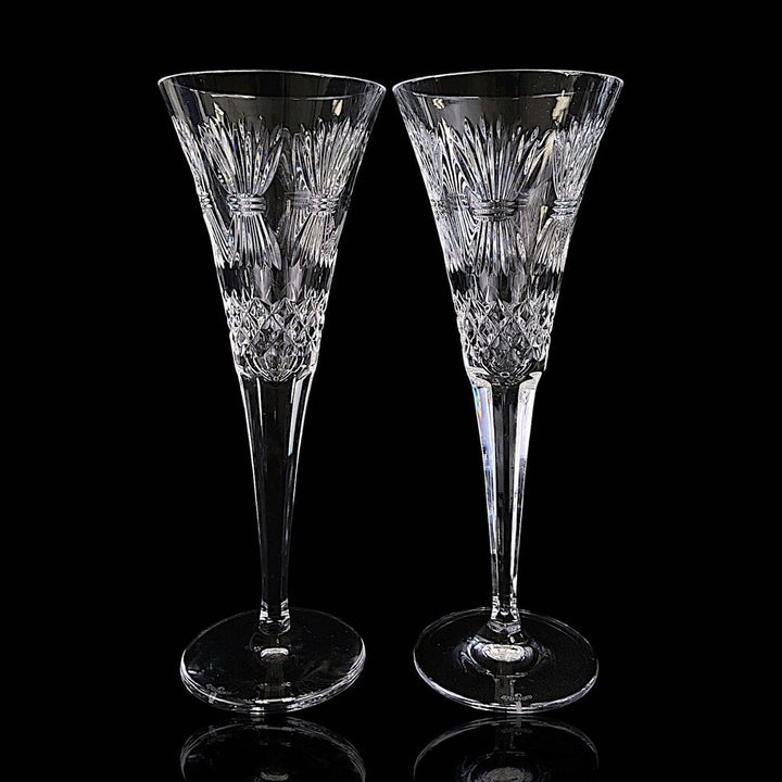 Pair of Crystal Champagne Flutes - Millenium Prosperity - Acosta's Home