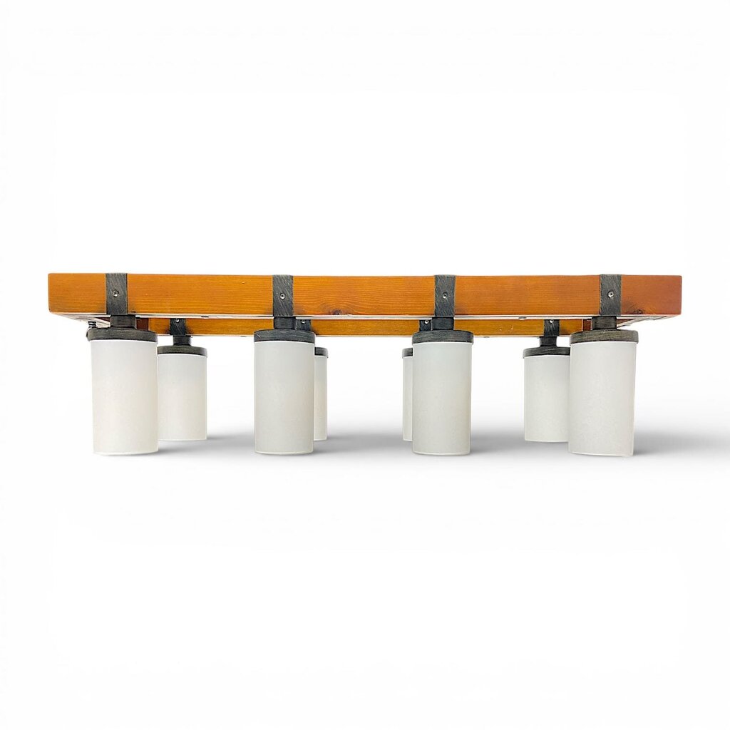 Rustic Wooden Ceiling Light Fixture with 8 Lights - Acosta's Home